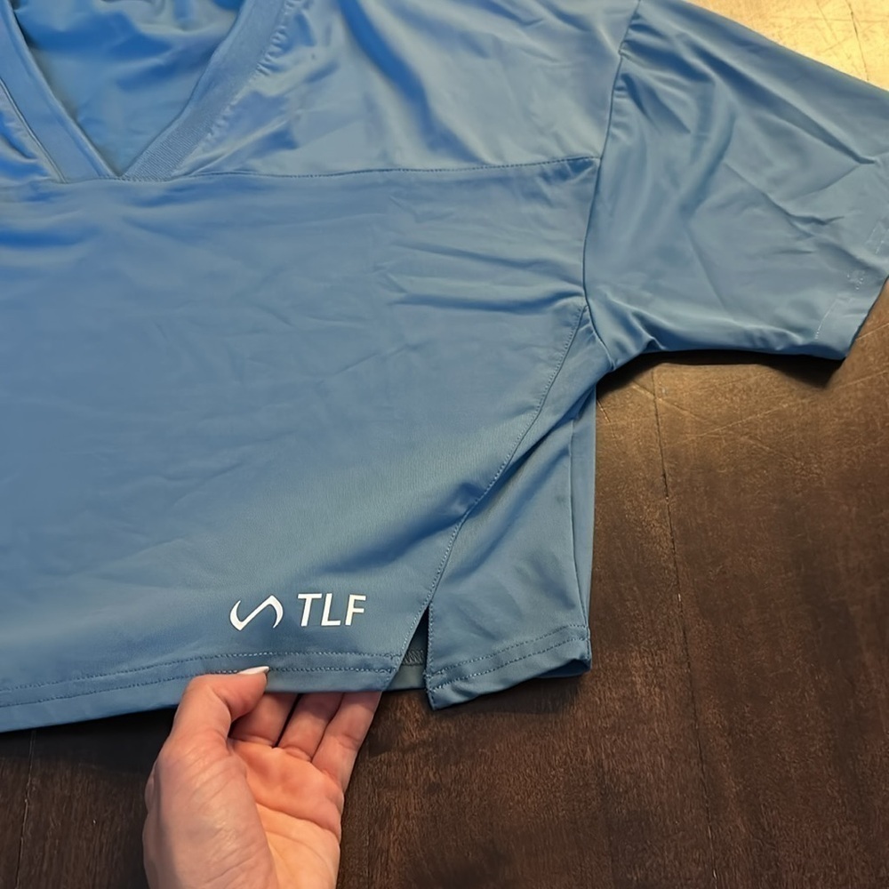 TLF Light Blue V-Neck Crop Top - Picture 2 of 4